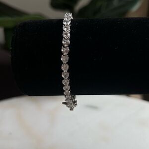 Silver heart CZ Tennis Bracelet